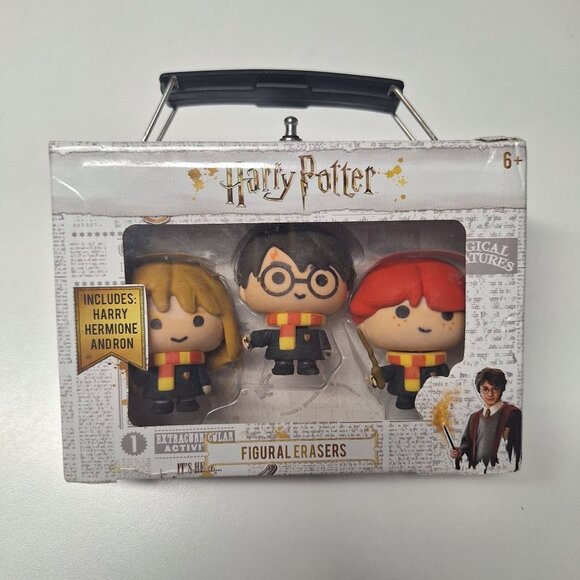 Harry Potter‎ Figural Erasers Set Hermione Ron 3 Pack Collectible School Office - Picture 1 of 7